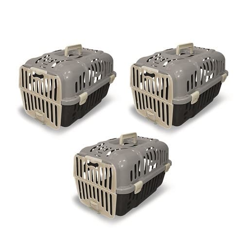 Kit 3 Caixas Casinhas Cachorro de Transporte Furacao Pet Joy Cinza (Export) N1