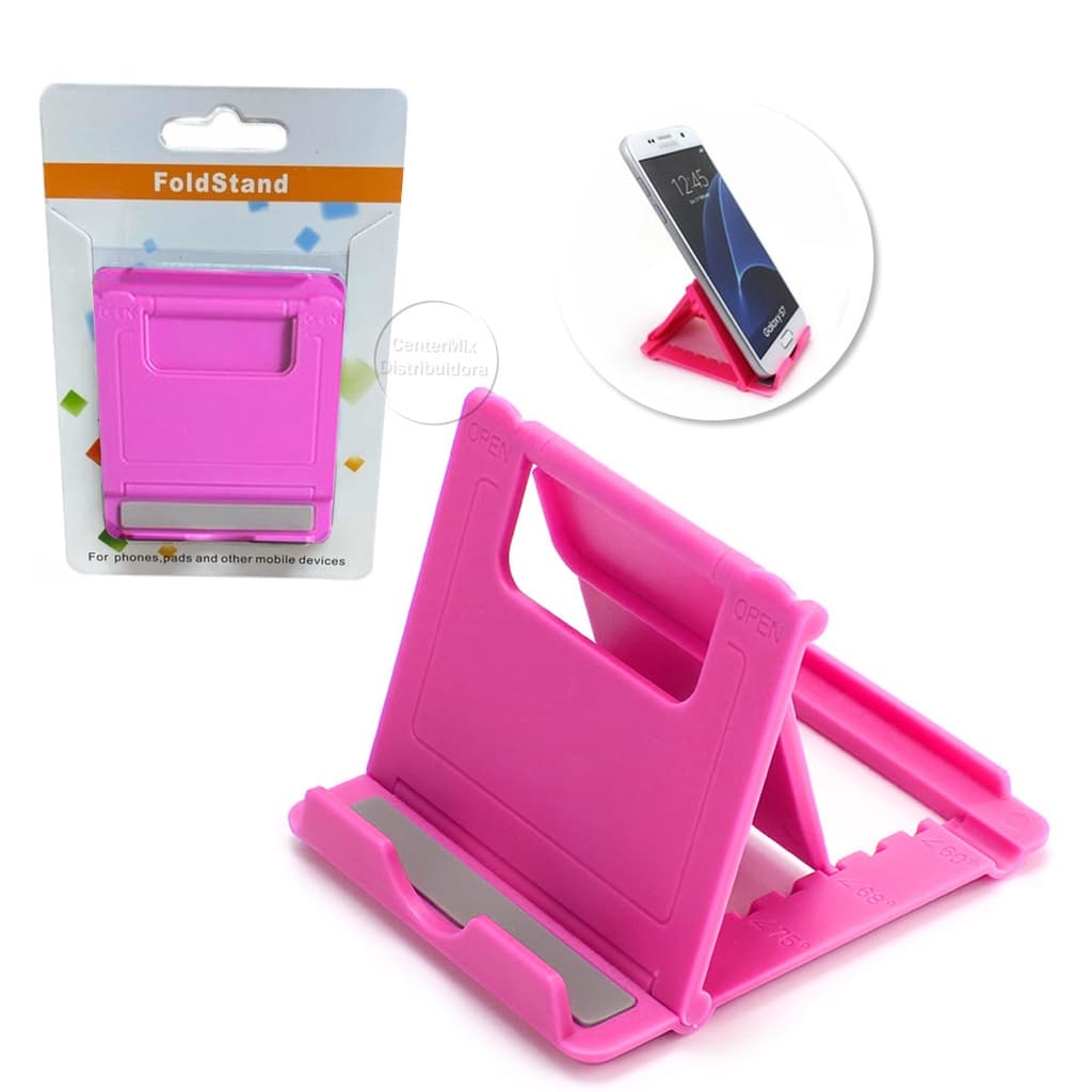 Suporte Celular Tablet D Mesa Dobrável Compacto Pink DZ-902