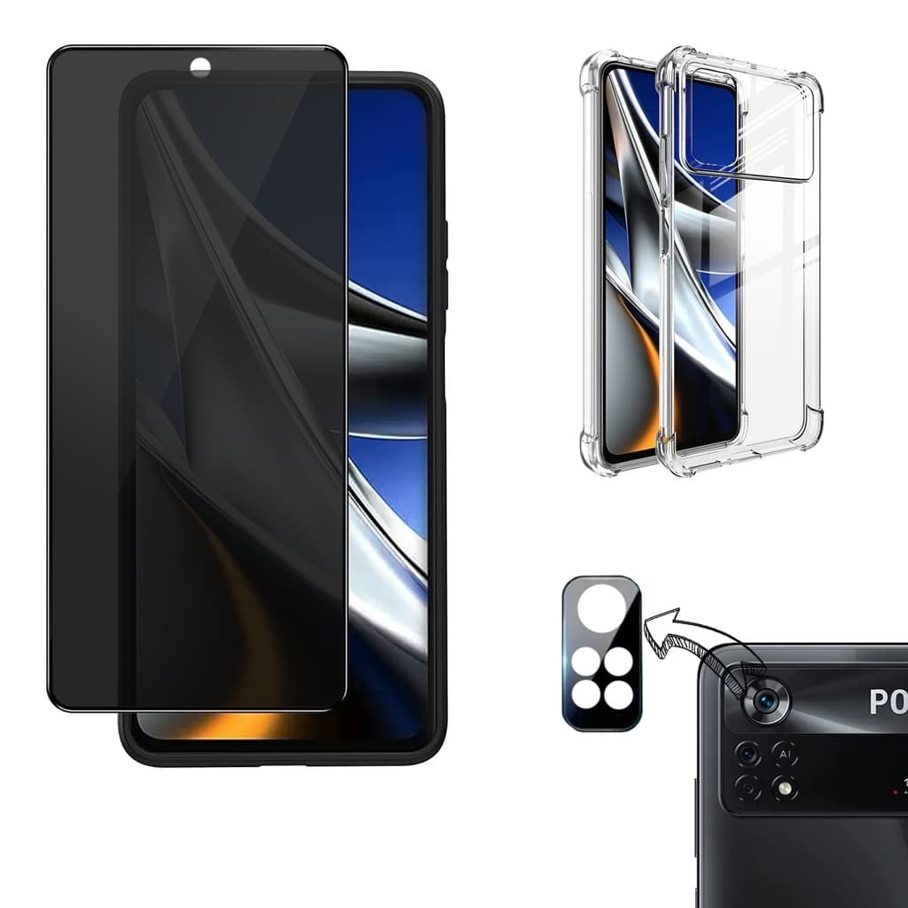 KIT Xiaomi Poco X4 Pro 5g -Película Privacidade Ceramica 3D - Capa TPU - Película da Câmera vidro