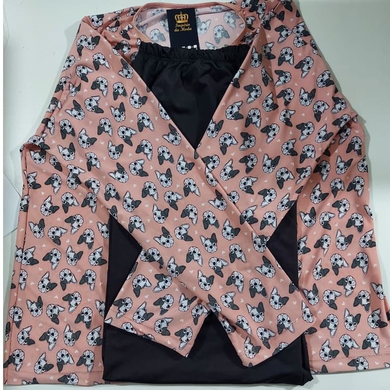 Kit 2 Conjunto Pijama Liganete Longo Plus Size Inverno Blusa Estampada Calça Lisa 50 52 54 Feminino
