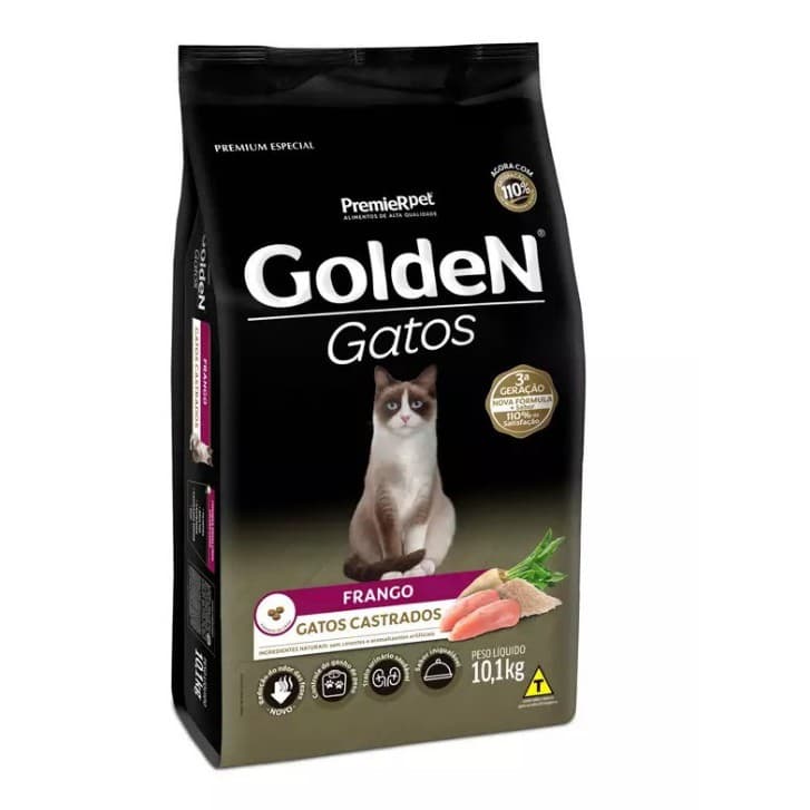 Ração Golden para Gatos Adultos Castrados Sabor Frango 10,1kg