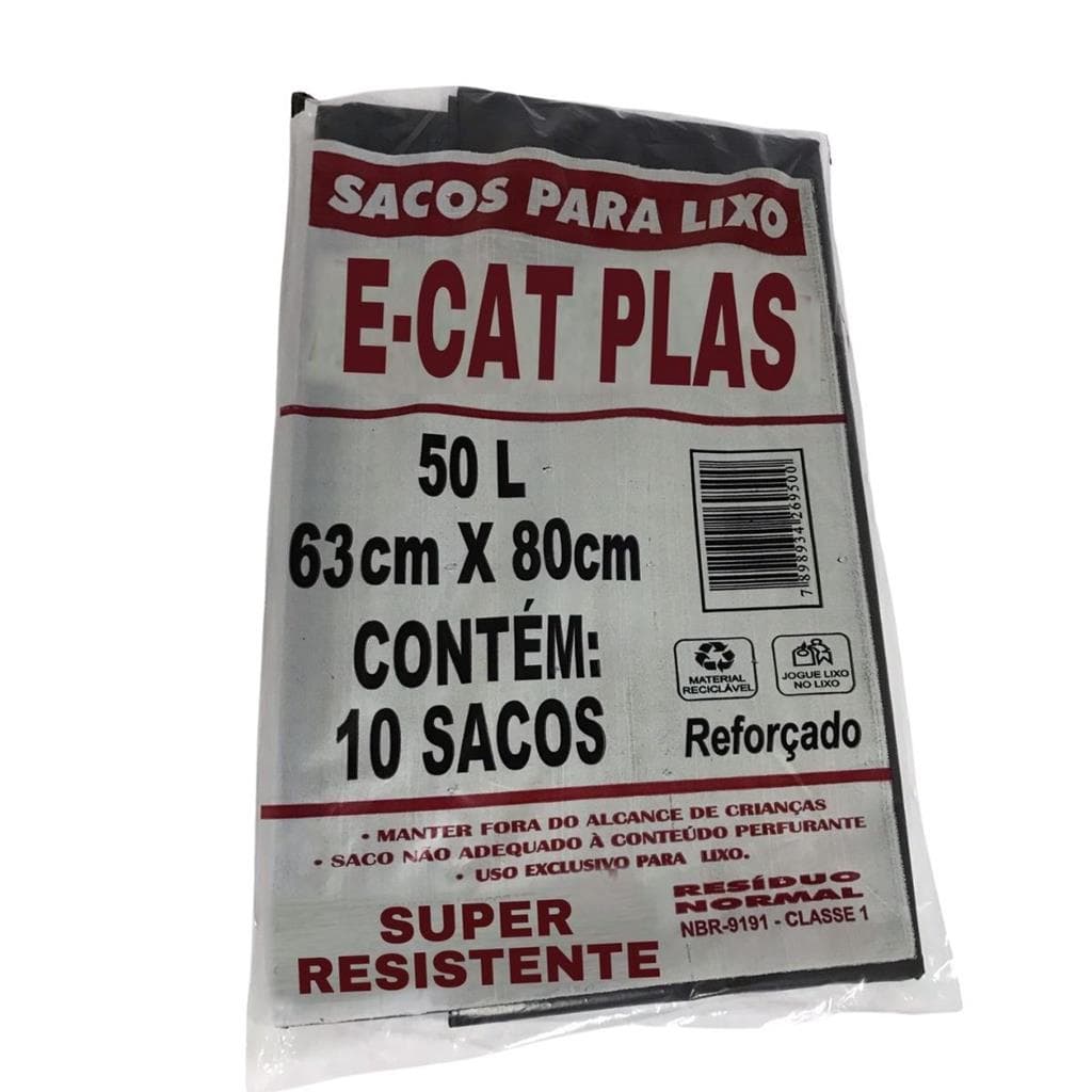 Saco De Lixo 50 Litros 10 Unidades