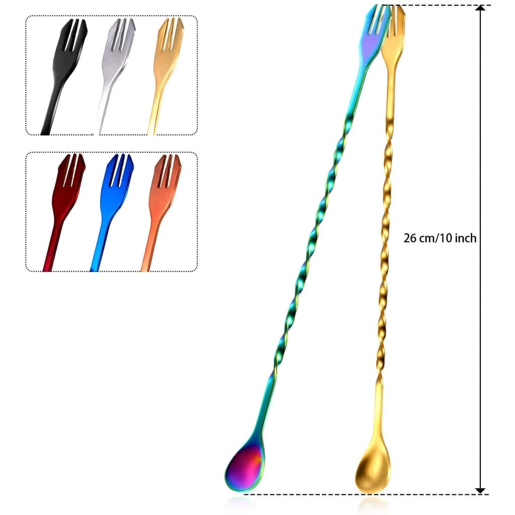 Colher Bailarina com garfo Para Suco 26cm - Diversas Cores