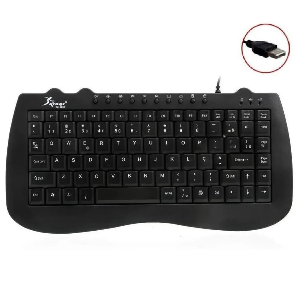 Mini Teclado Usb Para Notebook Multimidia Preto Abnt2