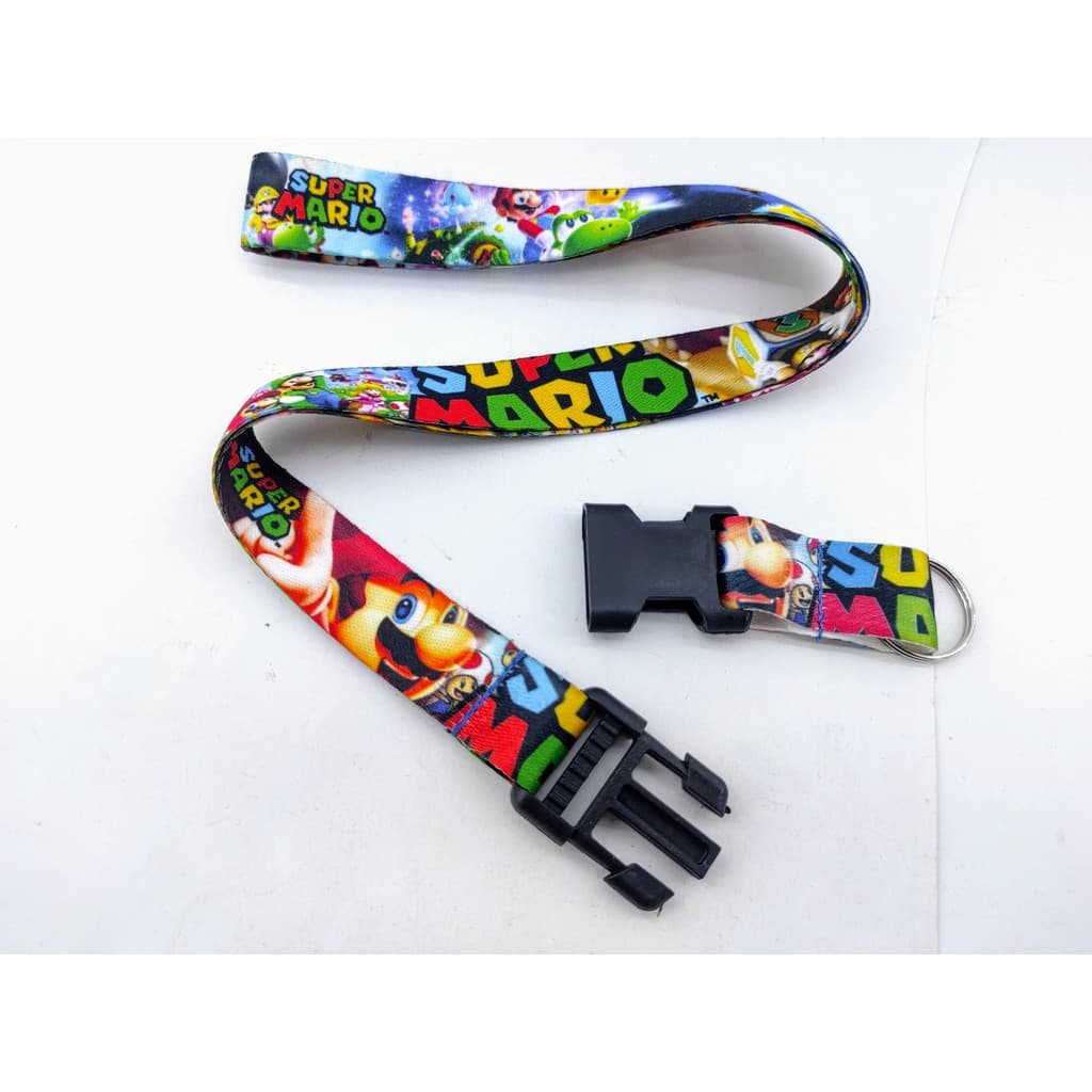 Cordão para pescoço Super Mario Bros chaveiro com engate rápido para moto, chaveiro ou crachá