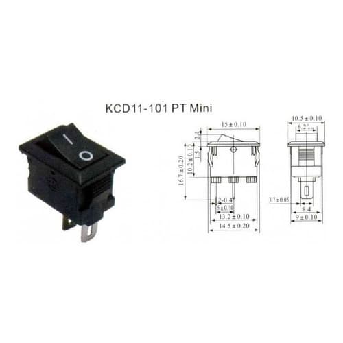 Kit 50 Peças - Mini Chave Gangorra Kcd11-101 Liga/desliga 3a 250v Pt