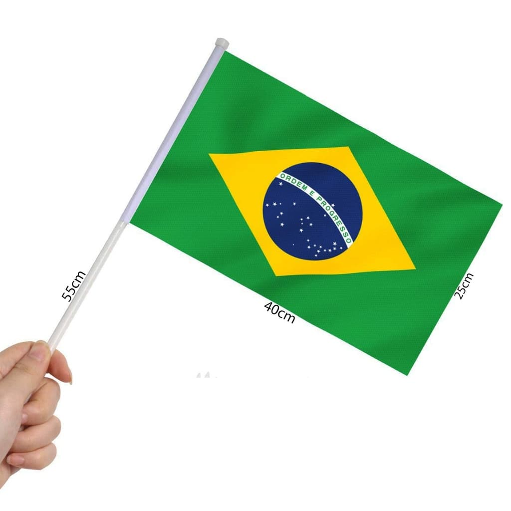 Bandeira Bandeirinha Do Brasil Haste Mão Torcida Copa Mundo