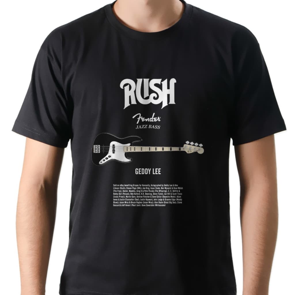 Camiseta Banda Rock Rush Baixo Geddy Lee 100% Algodão