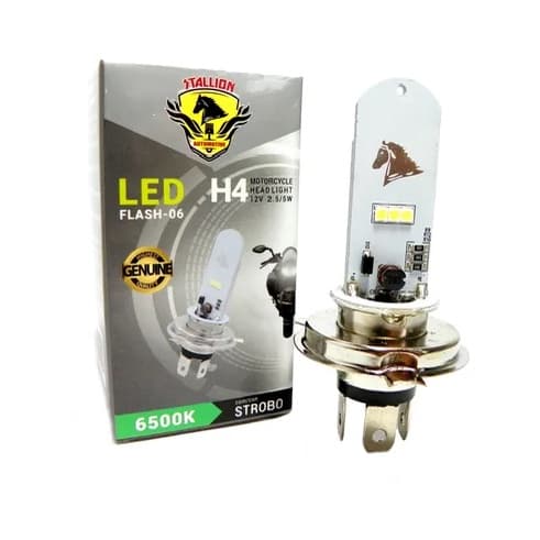 Lampada De Led H4 Moto Super Branca Com Strobo Efeito Xenon