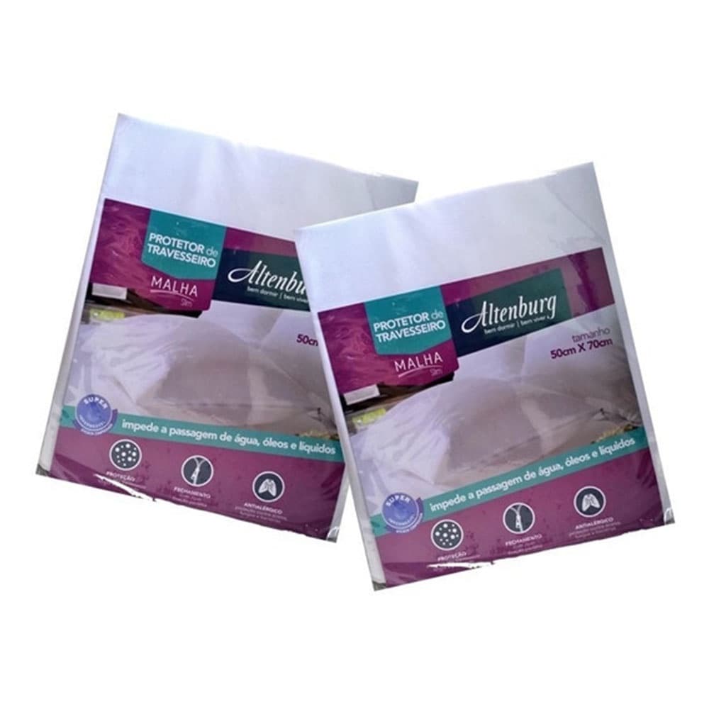 Protetor de Travesseiro Altenburg 2 Peças Impermeável Malha Slim Branco - 50cm x 70cm