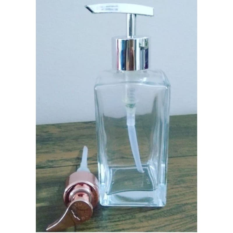 Vidro saboneteira retangular 250ml com válvula prata ou rosé