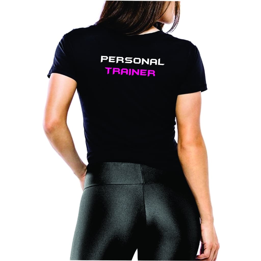Camiseta Baby Look Personal Trainer Dry Blue Fitness Fit Academia
