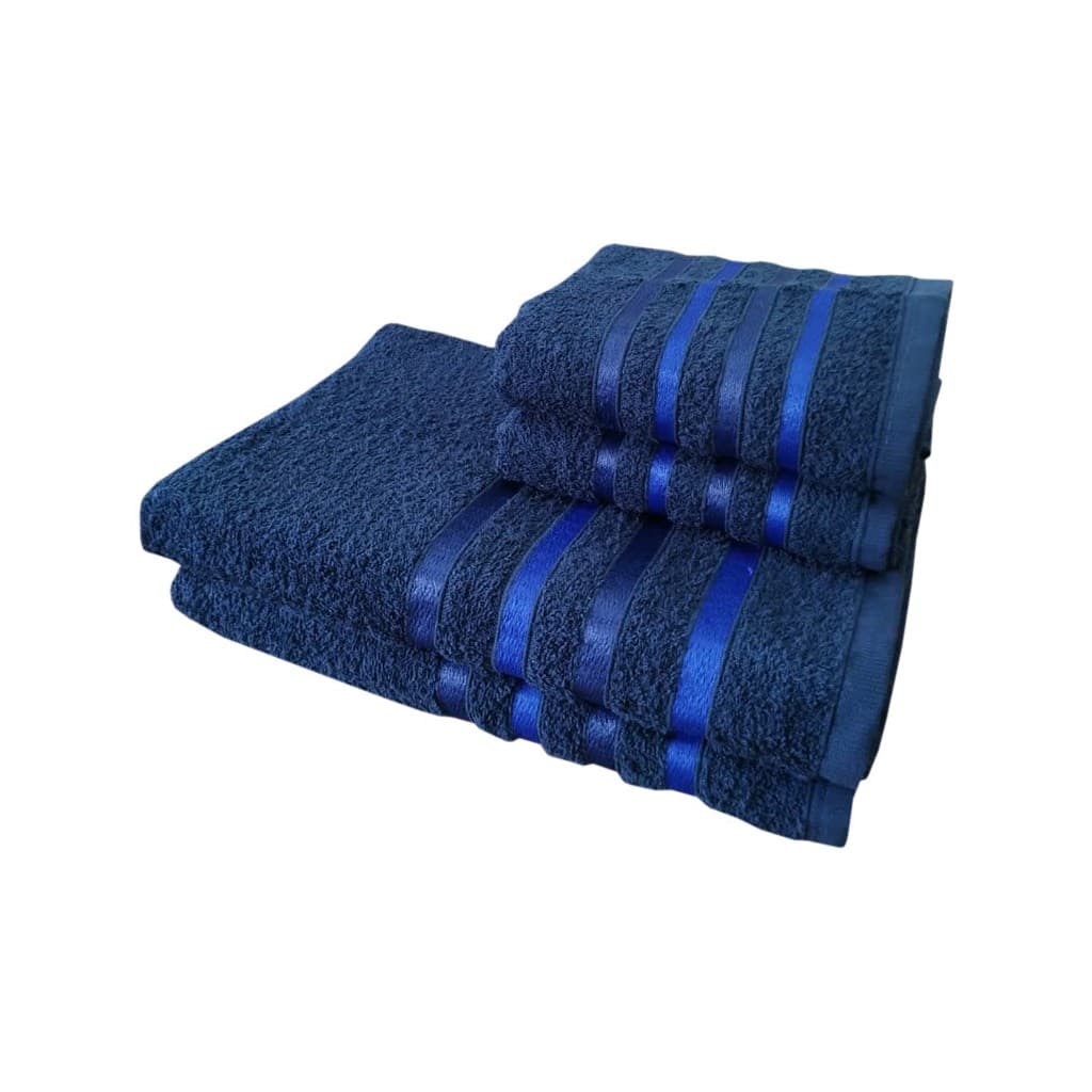 Jogo c/4 Toalhas;  2 Banho - 2 Rosto - Onix - Linda Faixa Decorativa
