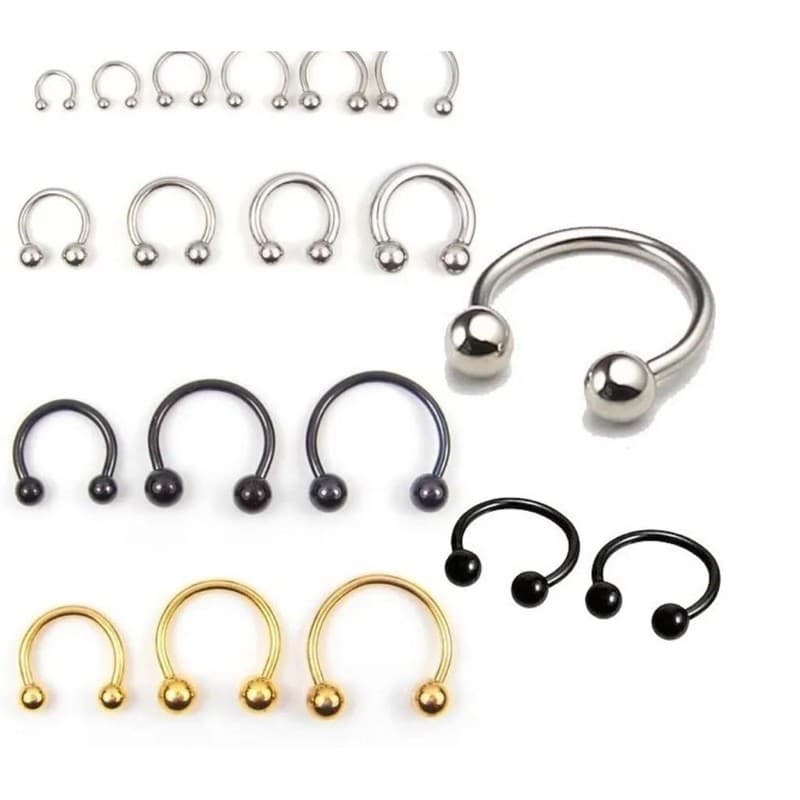 kit  3  Piercing Ferradura Septo - Orelha 6/8/10mm Moda Unissex Masculino femino