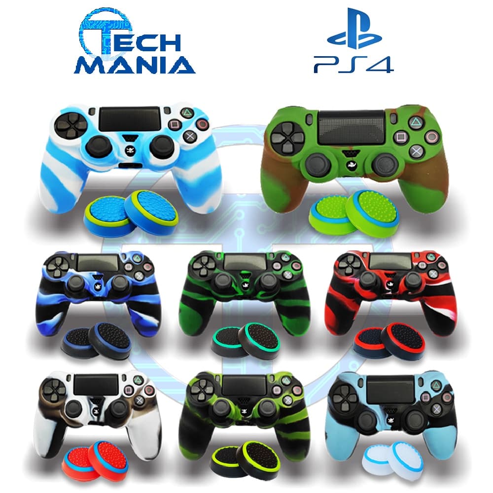 Capa De Silicone Para Controle Dualshock Ps4 + 1 Par Grip Analogico Playstation 4