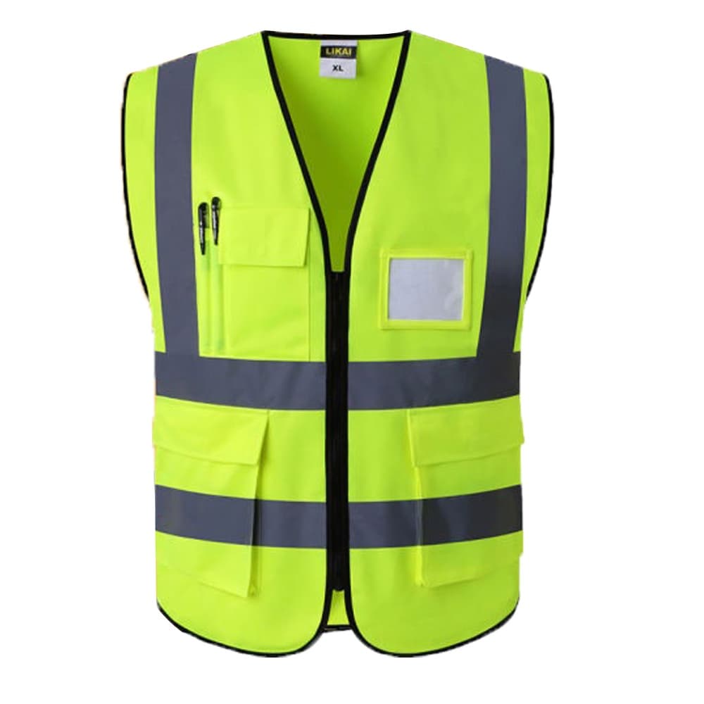 Colete faixa Sinalizador Refletivo EPI Segurança Trabalho Blusao Fluorescente Obra Bolsos
