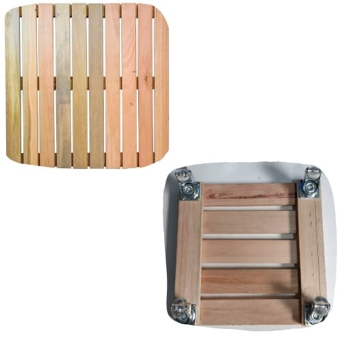 2 Suportes Deck de Madeira p/ Vasos de Plantas c/ Rodinhas de Silicone