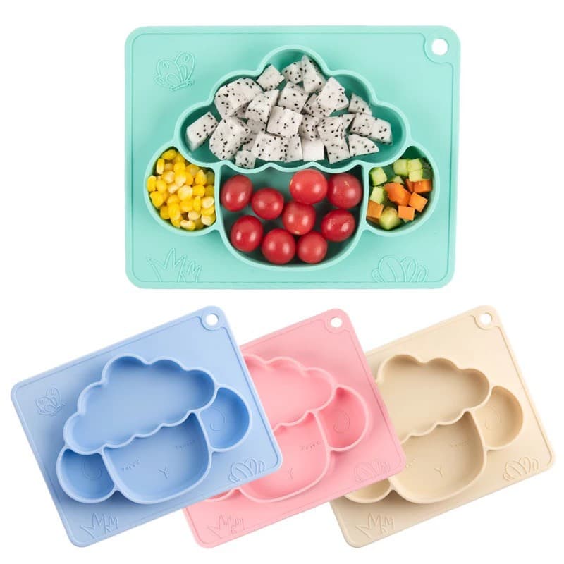 Prato infantil de silicone com fixação modelo ovelha