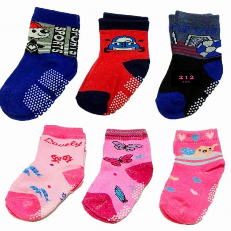 Kit 9 Pares Meias Infantil Bebe Rescen Nascido Anti-derrapante Com Silicone Cano Medio