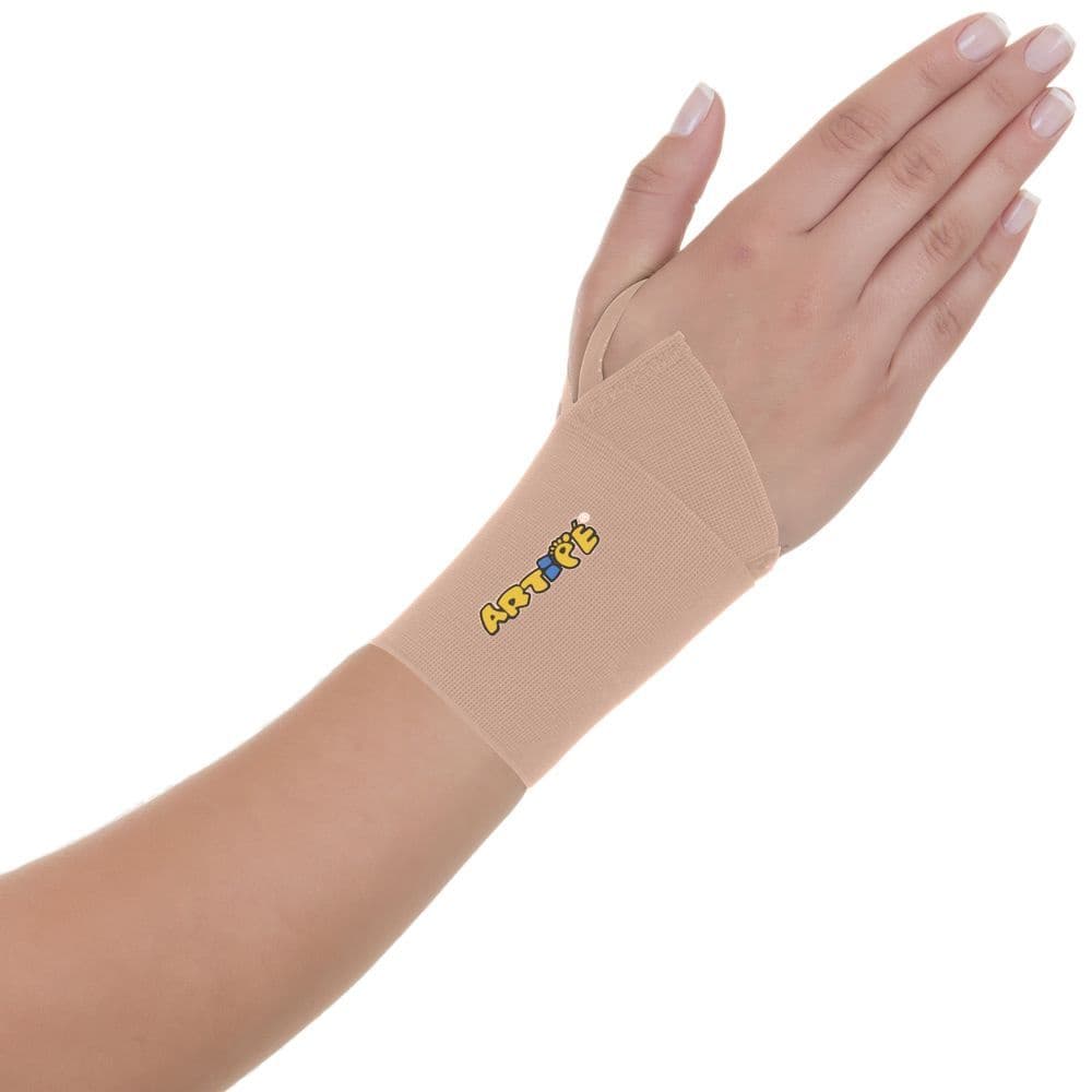 Munhequeira De Pulso Em Elástica 6cm Bilateral Bege Ajustavel