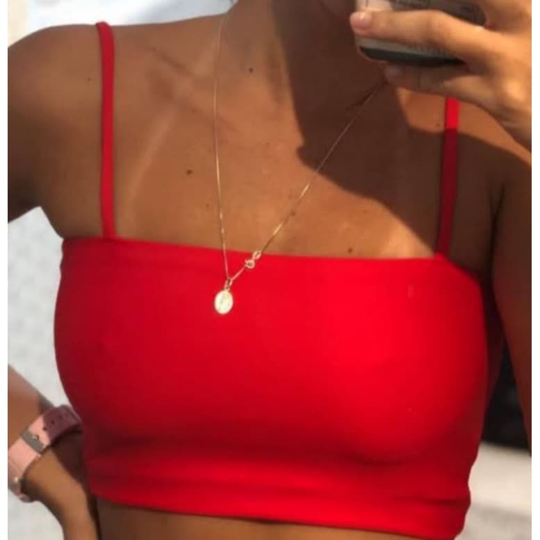 Top Faixa Cropped Com Alça Sem Bojo Mini Blusinha Look Carnaval