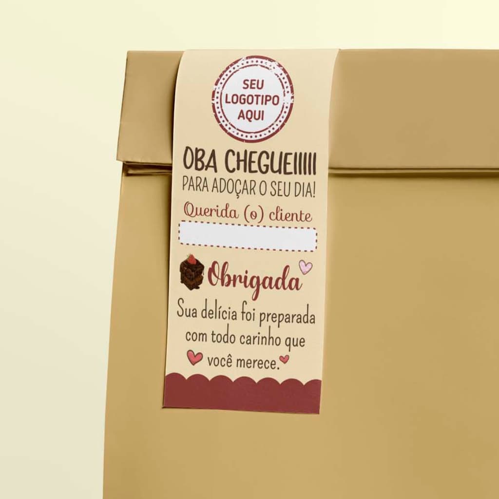 100 Etiqueta Lacre Adesivo para Confeitaria Personalizado com Logotipo Cupcake Bolo Pudim Confeitaria