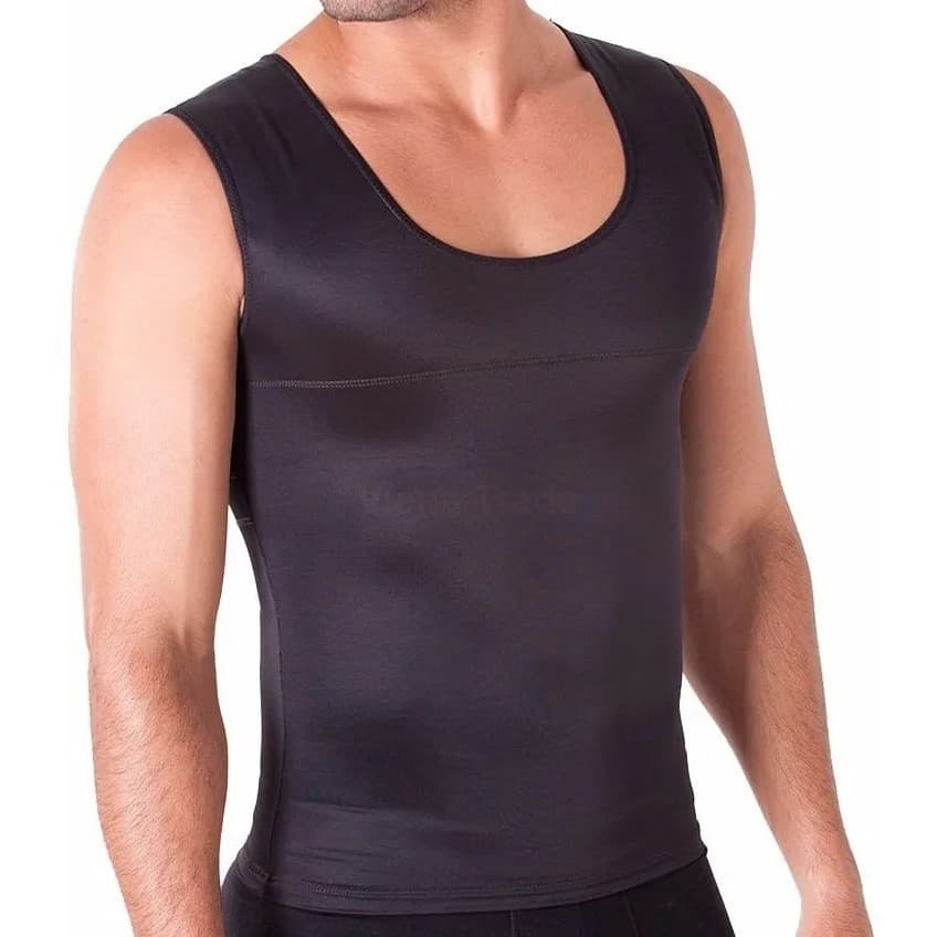 Regata Modeladora E Postural Masculina Preta Branca Cinta
