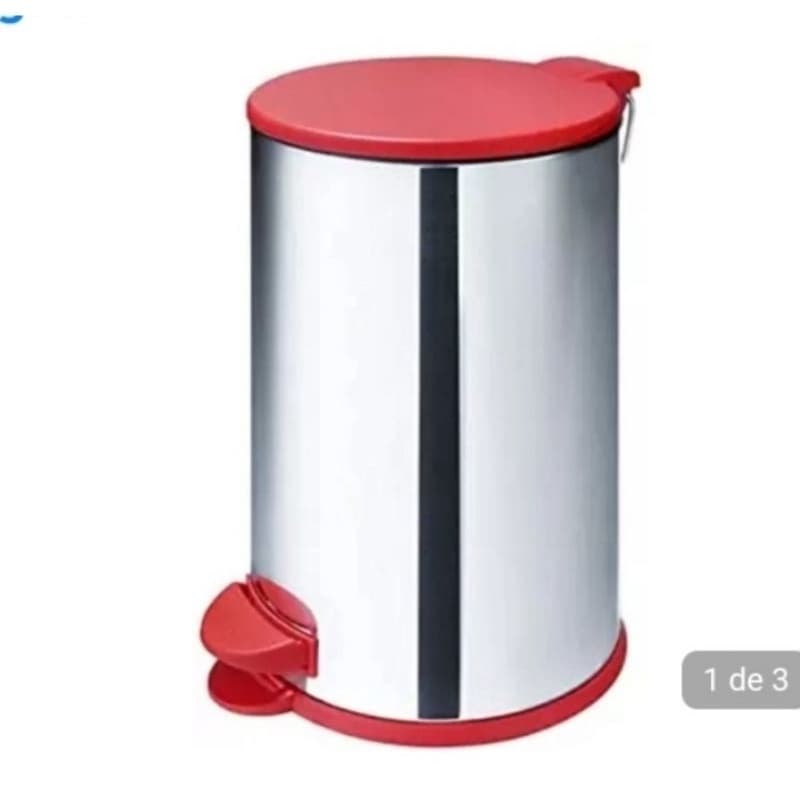 Lixeira Com Pedal 12 Litros Em Inox Com Cesto Removível