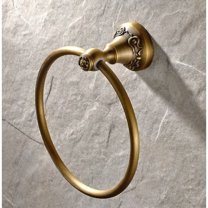Retro Latão Banheiro Montagem Na Parede Anel De Toalha Suporte Acessórios Do Decoração Para Casa 2ba428
