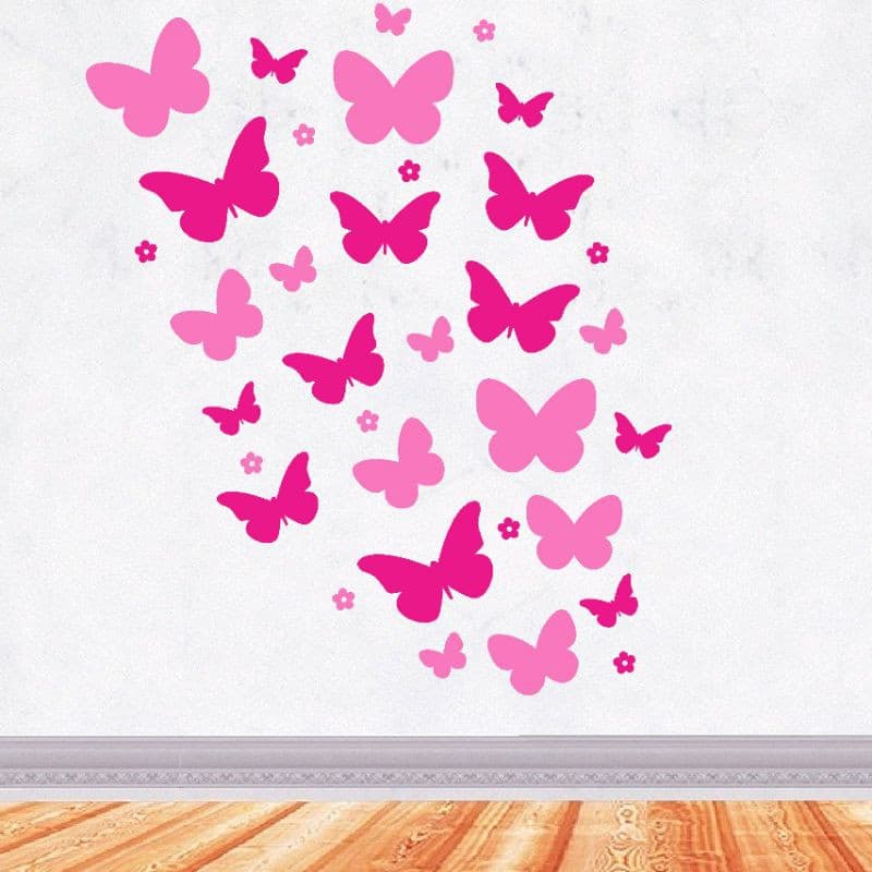 ADESIVO PAREDE BORBOLETAS ROSAS FLOR 51 PEÇAS  QUARTO INFANTIL JOVEM MENINA QUARTO  BEBÊ CANDY autocolante