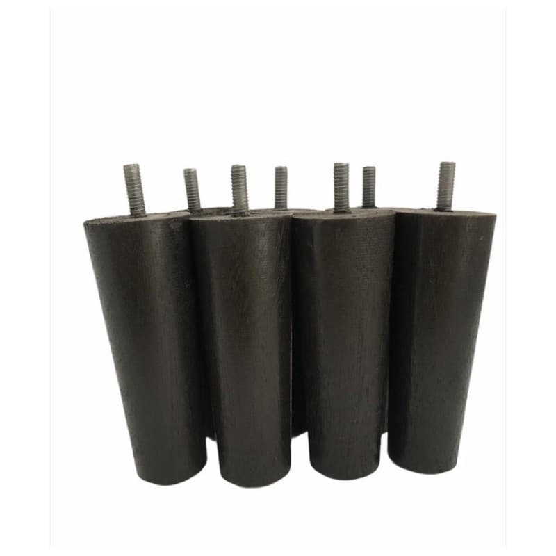 Pés De Cama Box Com 7 Unidades Madeira Maciça Com 12cm Casal-Solteiro Cor Preto
