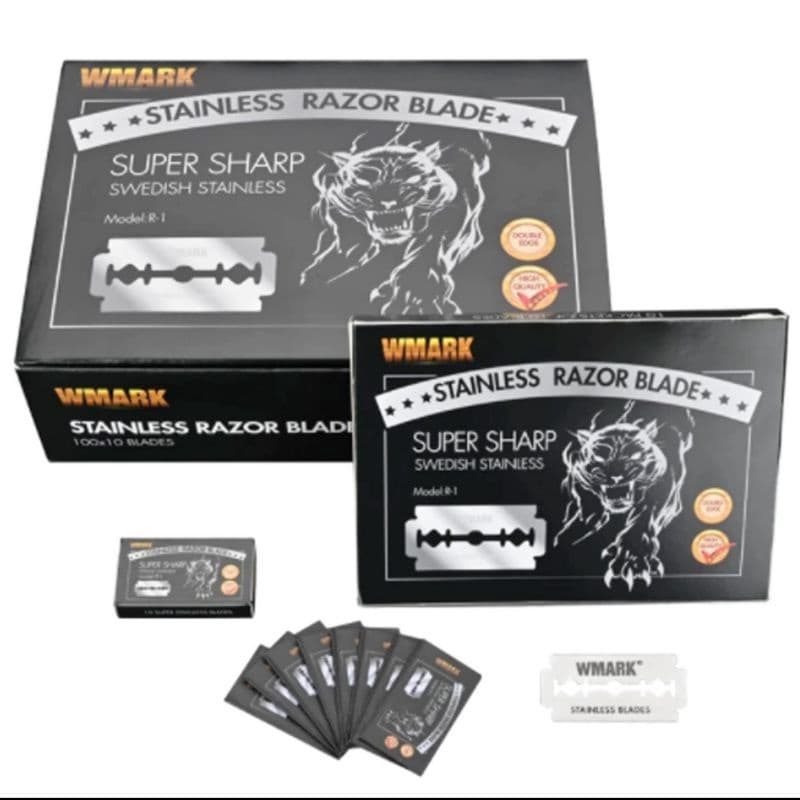 Kit 100 Lâmina de Barbear Inoxidável Wmark Premium R1