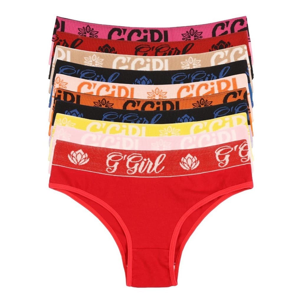 Kit 10 Tanga Feminina Lisa Estampada Tradicional Cós Cotton Adulto