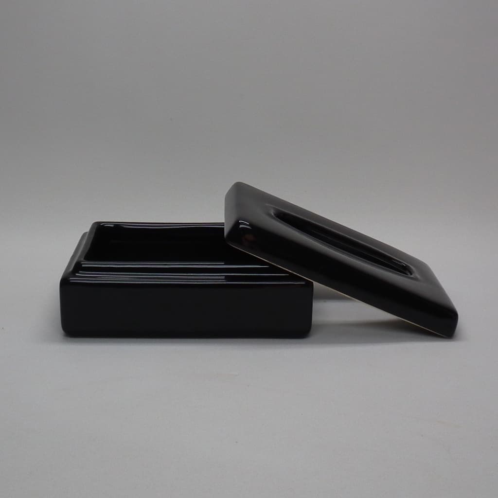 Caixa Porta Lenço Umedecido Porcelana para Kit Higiene Bebê ou Banheiro Cor Preto