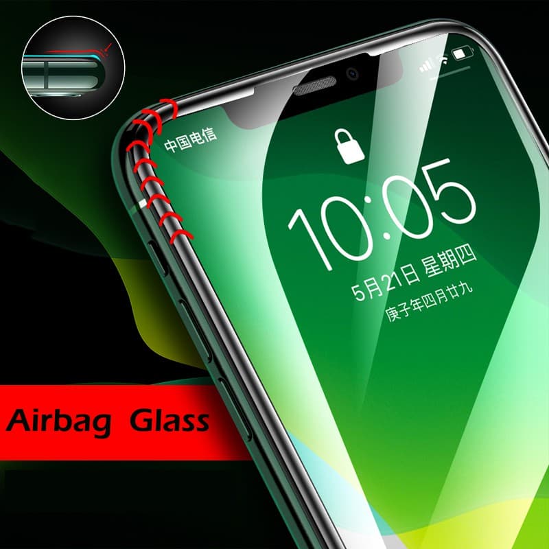 Para iPhone air 17 16 15 14 Pro Max 13 Mini Protetor De Tela Airbag Edge Vidro Temperado 13 12 X XR XS 7 8 Plus 11 Film