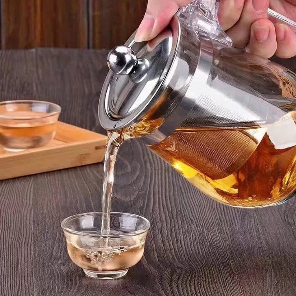 Chaleira Chá Vidro Infusor 900ml Bule Chá Promoção