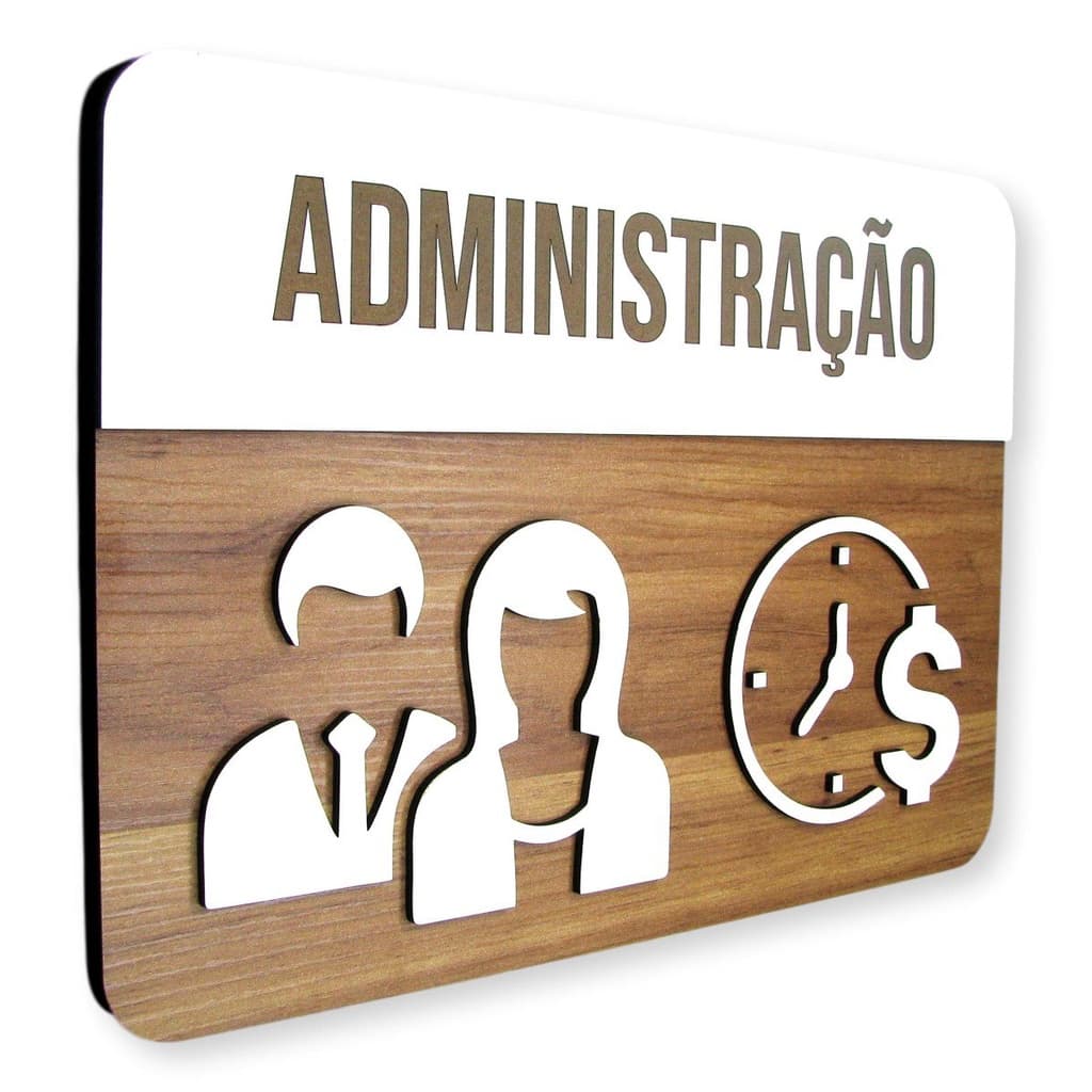 Placa de Sinalização  Administração MDF Alto Relevo 30x21cm Para Porta