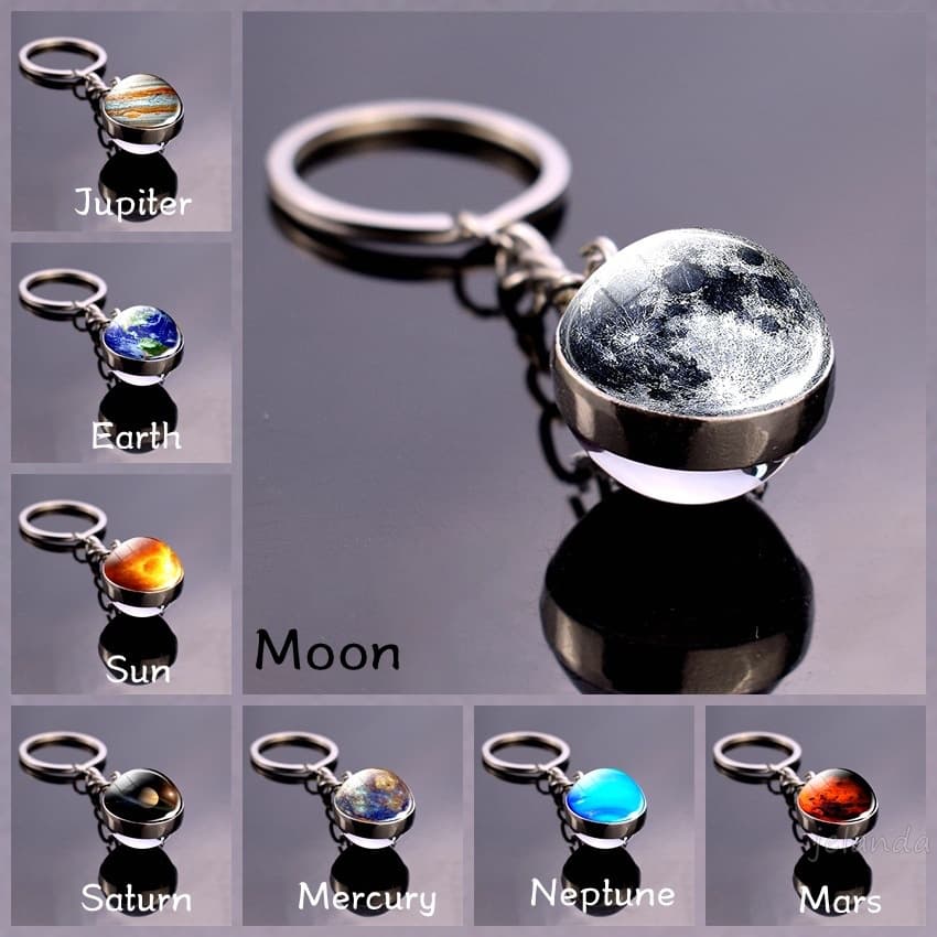 Sistema Solar Planeta Chaveiro Galáxia Nebulosa Espaço Universo Lua Terra Mars Dupla Face Bola De Vidro Chave