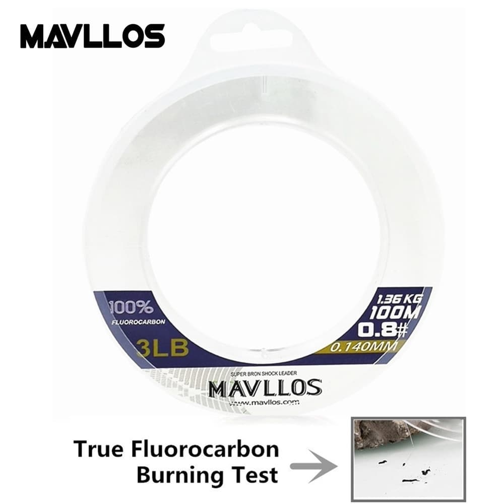Linha De Pesca Mavllos Fluorocarbono Super Forte 100M Água Salgada 100 % Fibra De Carbono Linhas De Monofilamento