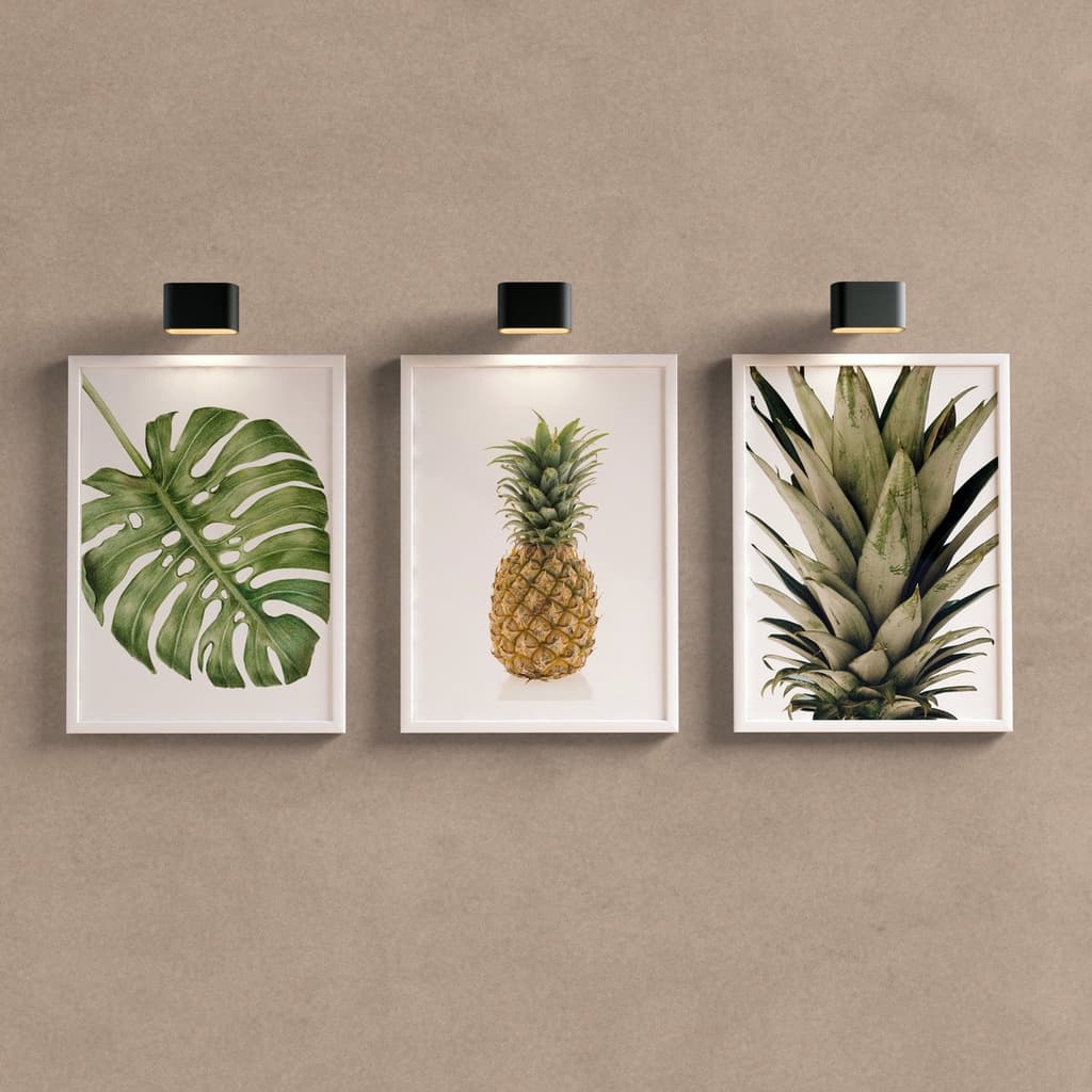 Quadros de decoração - decorativos - abacaxi-quadros-para-sala - 3 peças 60x40