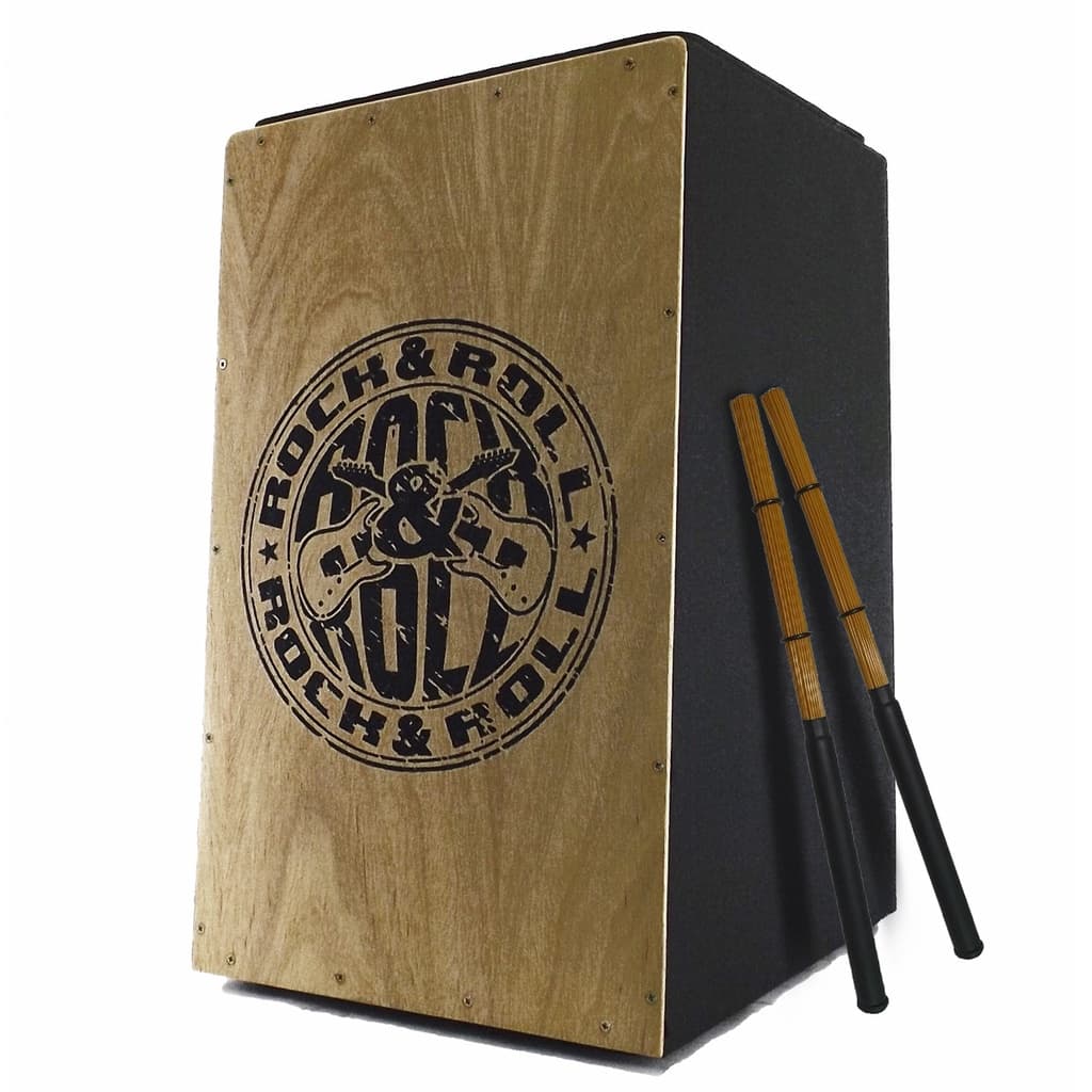 Cajon (carron) Elétrico Percussionline Rock + Vassourinhas