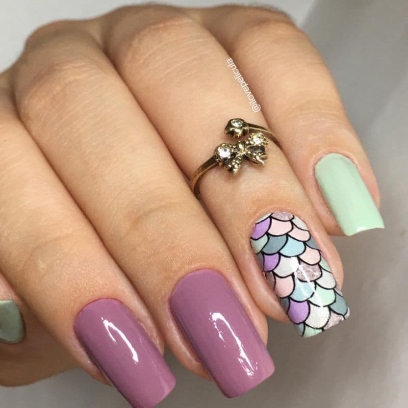 Adesivos de Unha escama de sereia cartela com 12 adesivos DVS - 125 Adesivos,películas,unhas,nails art,unhas decoradas
