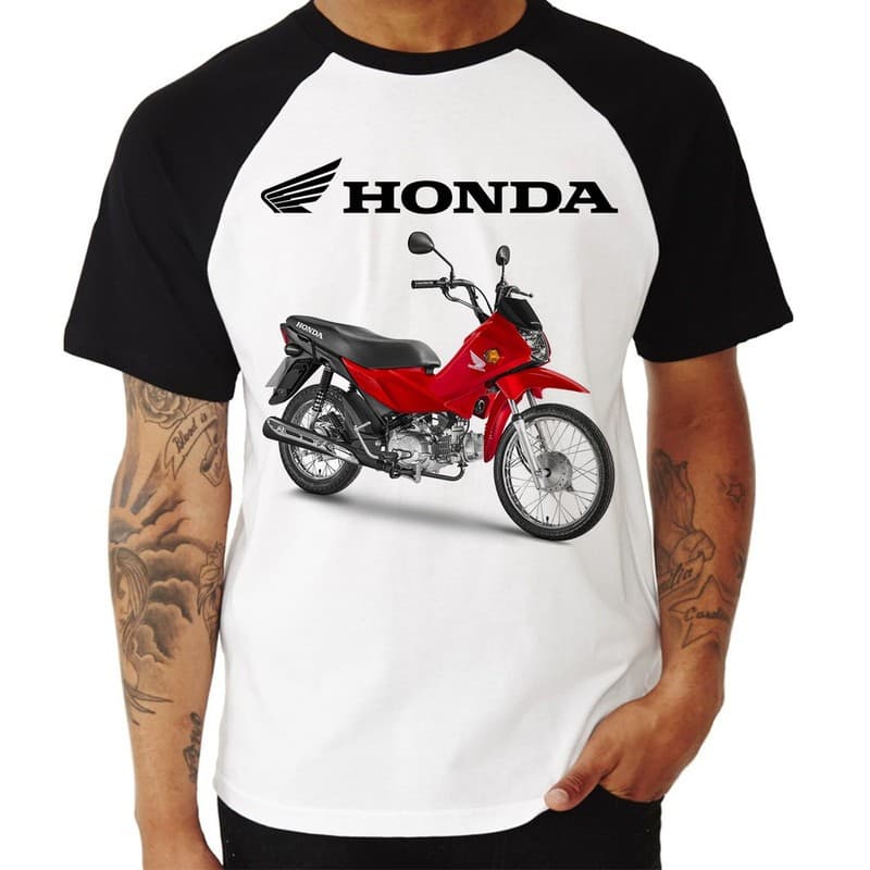Camiseta Raglan Moto Honda POP 110 I Vermelha