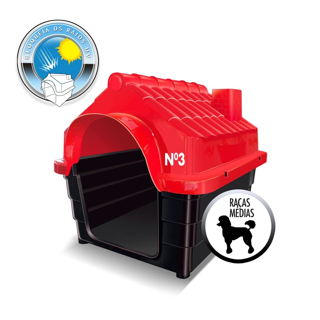 Casa Casinha Para Cachorro Pets Plástica N4  Média Mecpet Desmontável Com Proteção Raios UV Resistente