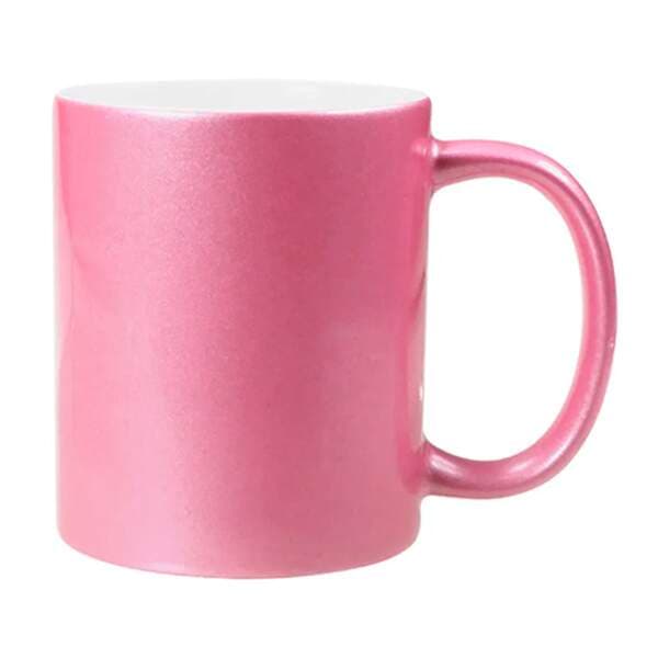 Caneca de Cerâmica Perolada Rosa para Sublimação - 325ml