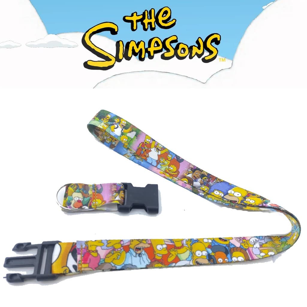Cordão Geek Os Simpsons tirante para pescoço prende crachá, Chaveiro, Chupeta com engate rápido para moto produto nerd