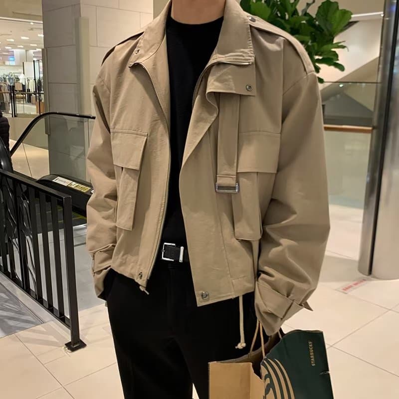 Casaco masculino M-3XL primavera outono versão coreana solto na moda luz estilo maduro falso lapela de duas peças Retro