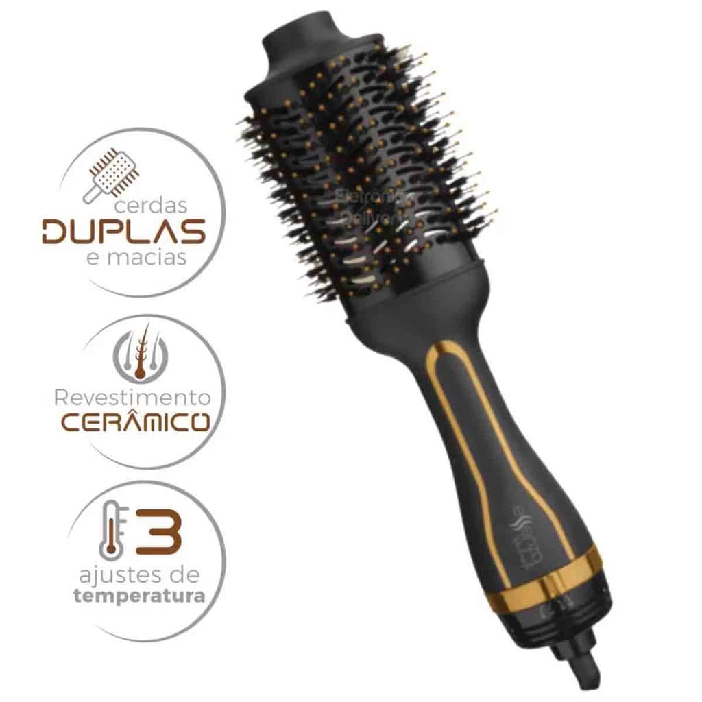 Escova Secadora Oval Modela E Alisa Multilaser Essenza Gold 1200w