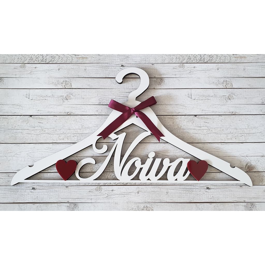 Cabide Da Noiva Mdf Com Acrilico vermelhor Casamento Fita Vermelha exclusividade CutLaser