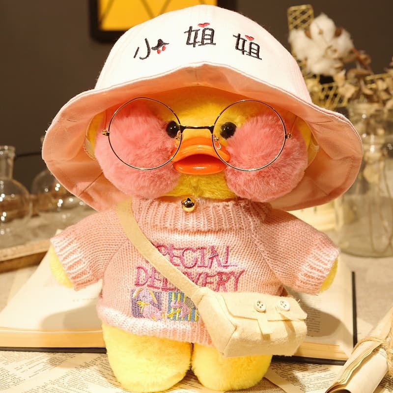 Larafan Café Pato Amarelo De Pelúcia Brinquedo Dos Desenhos Animados Kawaii Boneca Animal Travesseiro Menina Ano Novo